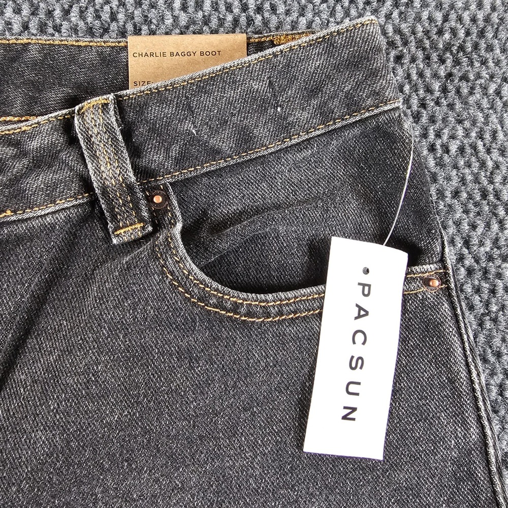 PacSun Charlie Baggy Boot Jeans Faded Black Low Rise Size 28 Pacific Sunwear NEW - Picture 3 of 12